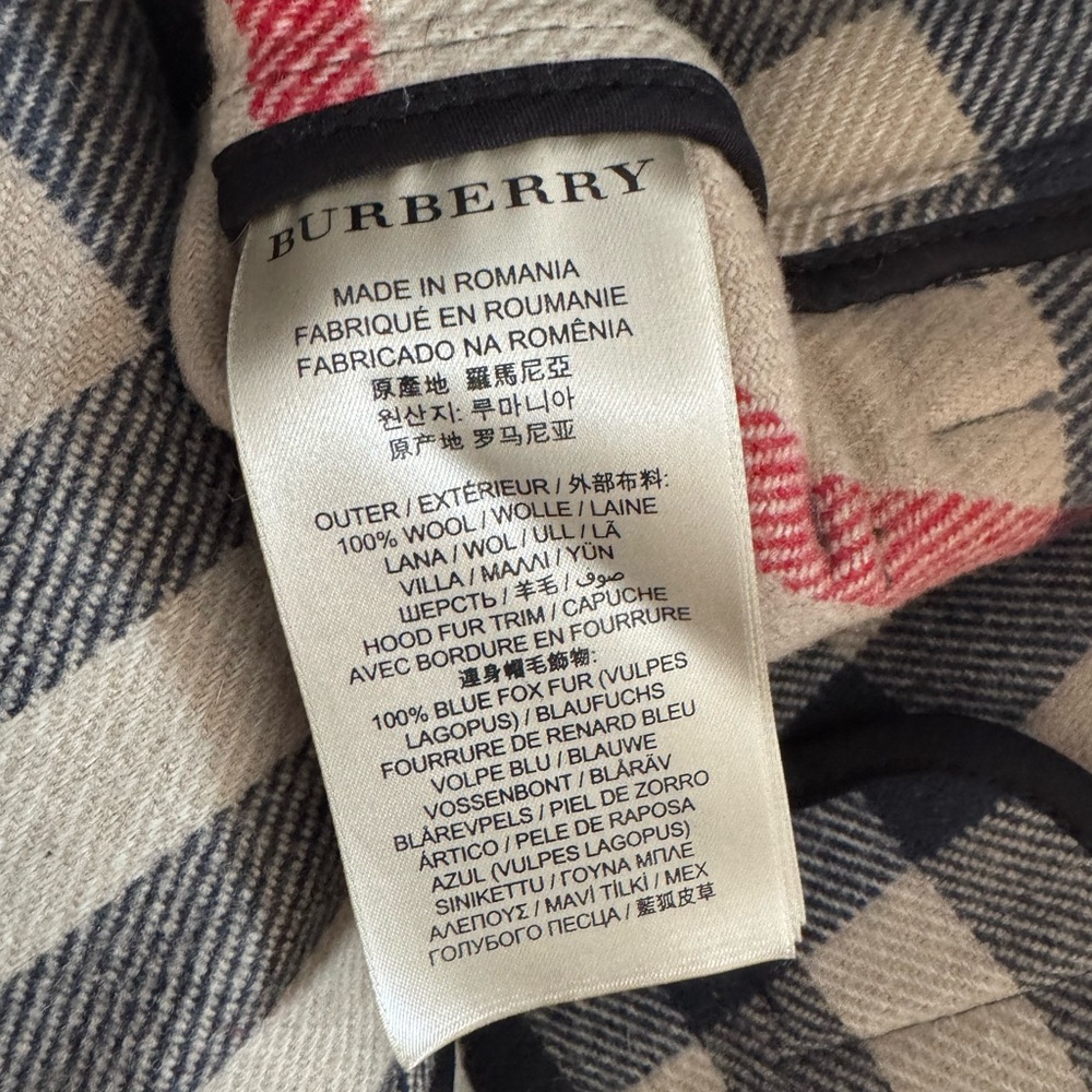 Burberry Brit Blackwell Coat Charcoal Gray Melange With Fox Fur Hood - Picture 8 of 8